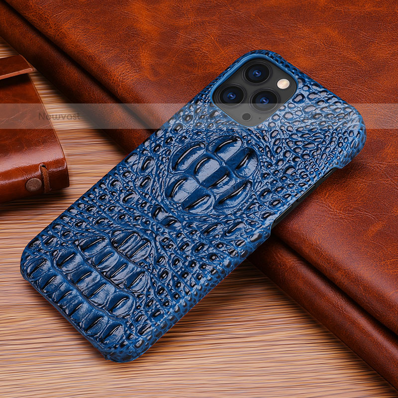 Soft Luxury Leather Snap On Case Cover S05 for Apple iPhone 16 Pro Blue