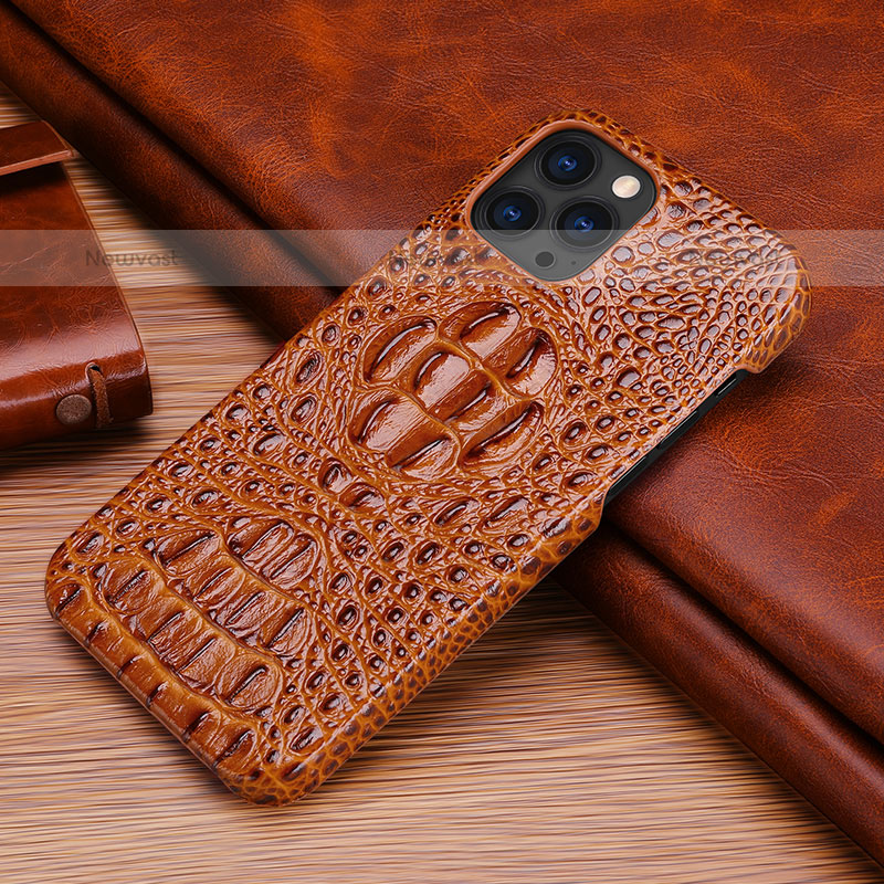 Soft Luxury Leather Snap On Case Cover S05 for Apple iPhone 16 Pro Brown