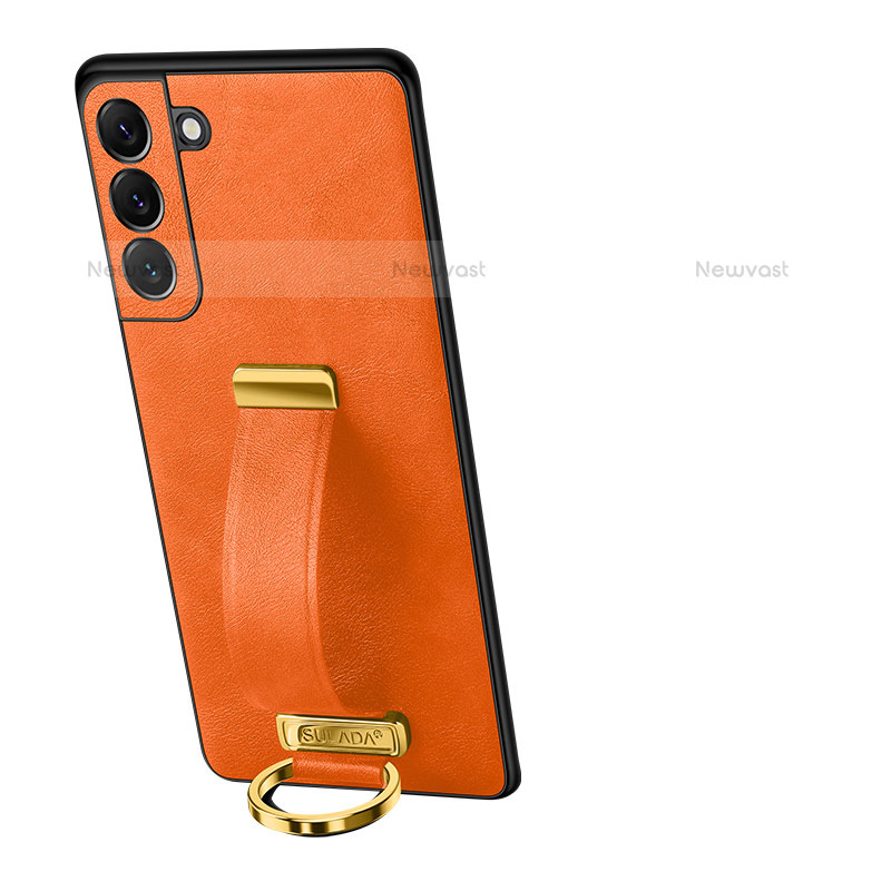 Soft Luxury Leather Snap On Case Cover S05 for Samsung Galaxy S21 Plus 5G Orange