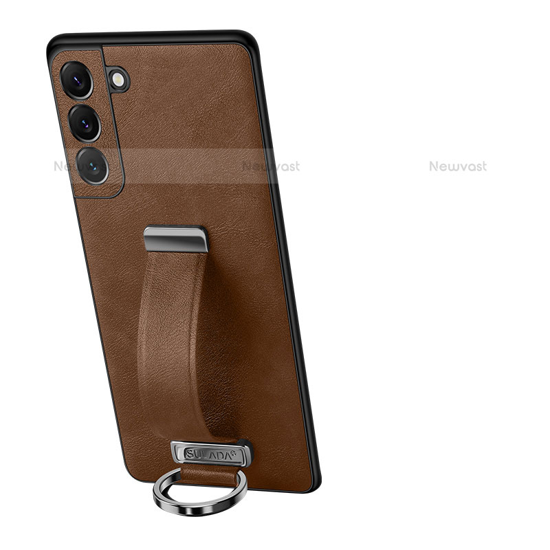 Soft Luxury Leather Snap On Case Cover S05 for Samsung Galaxy S22 5G Brown