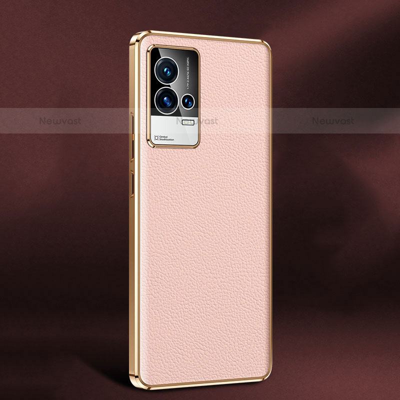 Soft Luxury Leather Snap On Case Cover S05 for Vivo iQOO 8 5G Pink