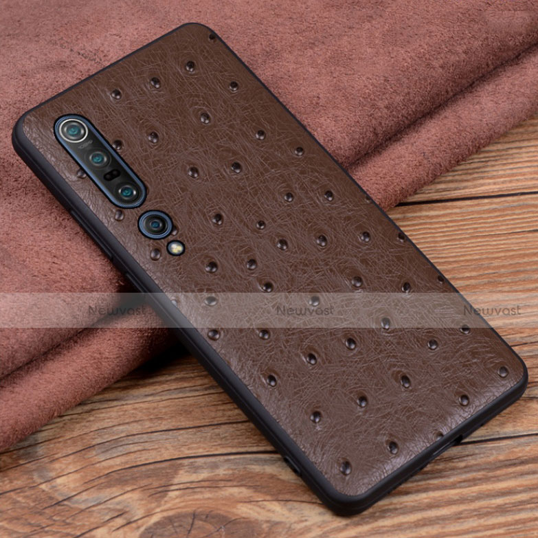 Soft Luxury Leather Snap On Case Cover S05 for Xiaomi Mi 10 Pro Brown