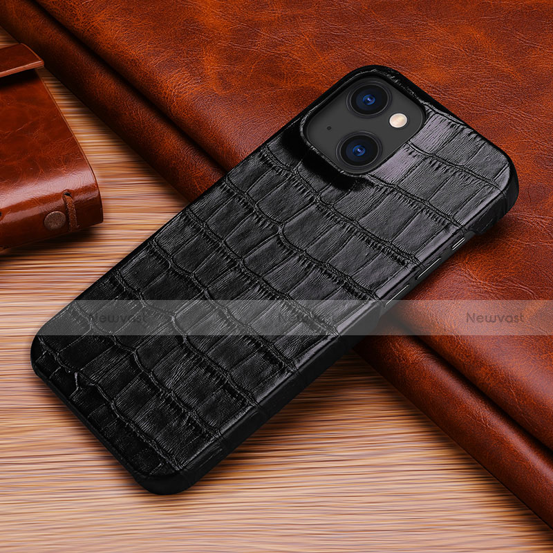 Soft Luxury Leather Snap On Case Cover S06 for Apple iPhone 13 Mini Black