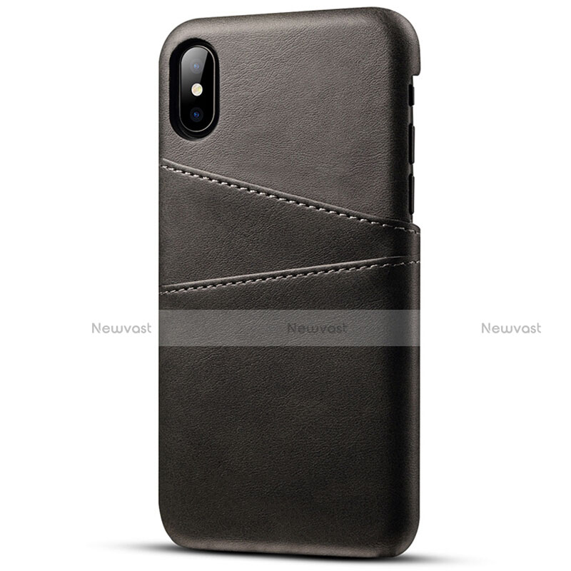 Soft Luxury Leather Snap On Case Cover S06 for Apple iPhone X Black