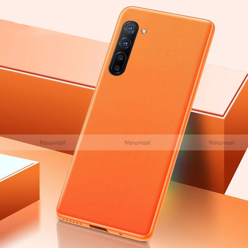 Soft Luxury Leather Snap On Case Cover S06 for Oppo F15 Orange