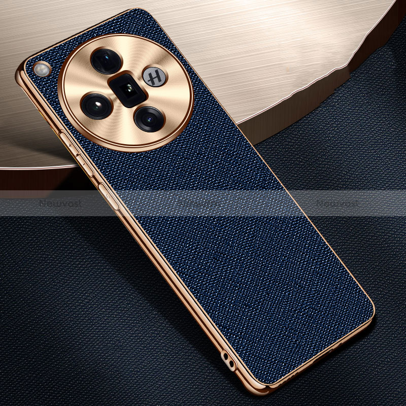 Soft Luxury Leather Snap On Case Cover S06 for Oppo Find X7 5G Blue