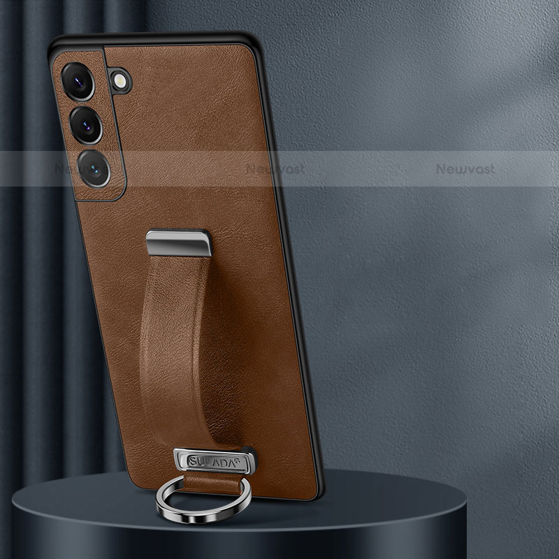 Soft Luxury Leather Snap On Case Cover S06 for Samsung Galaxy S21 FE 5G Brown