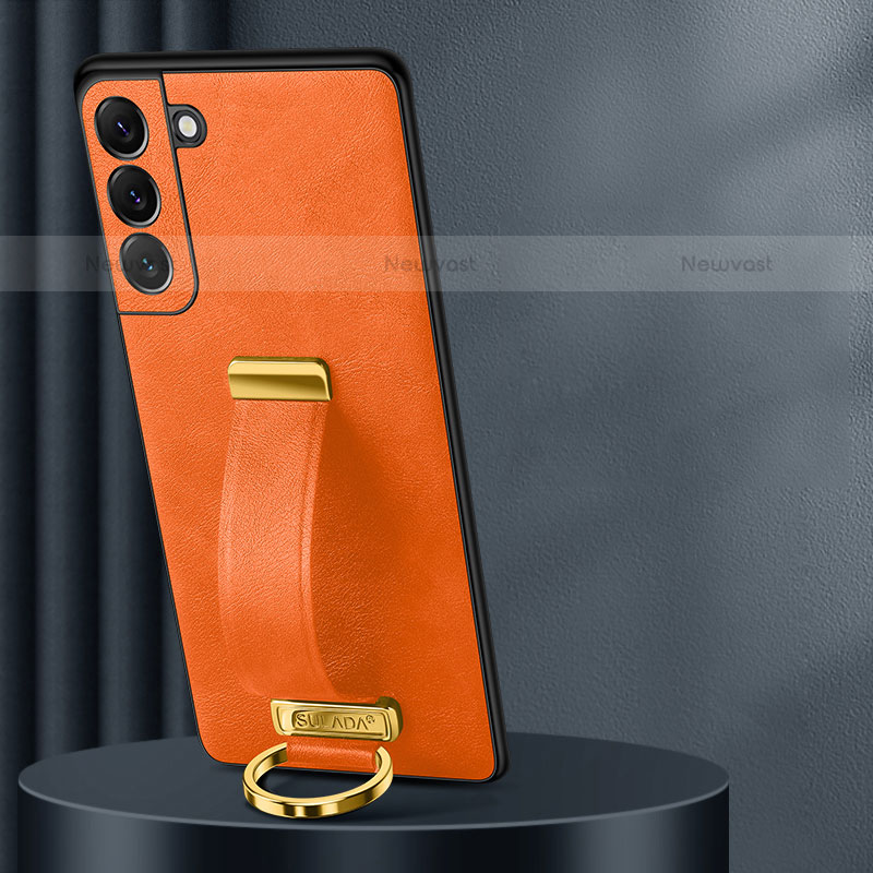 Soft Luxury Leather Snap On Case Cover S06 for Samsung Galaxy S21 FE 5G Orange