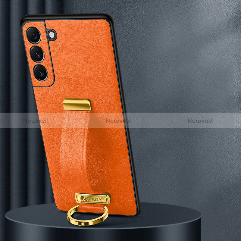 Soft Luxury Leather Snap On Case Cover S06 for Samsung Galaxy S24 Plus 5G Orange