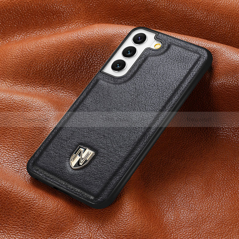 Soft Luxury Leather Snap On Case Cover S06D for Samsung Galaxy S22 Plus 5G Black