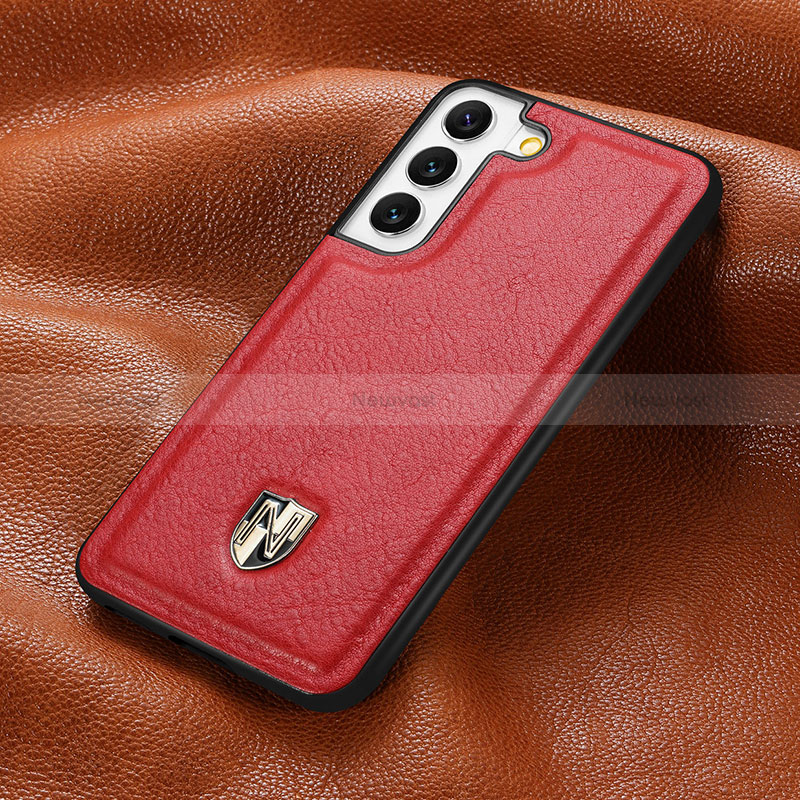 Soft Luxury Leather Snap On Case Cover S06D for Samsung Galaxy S22 Plus 5G Red