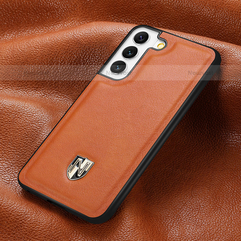 Soft Luxury Leather Snap On Case Cover S06D for Samsung Galaxy S23 5G Orange