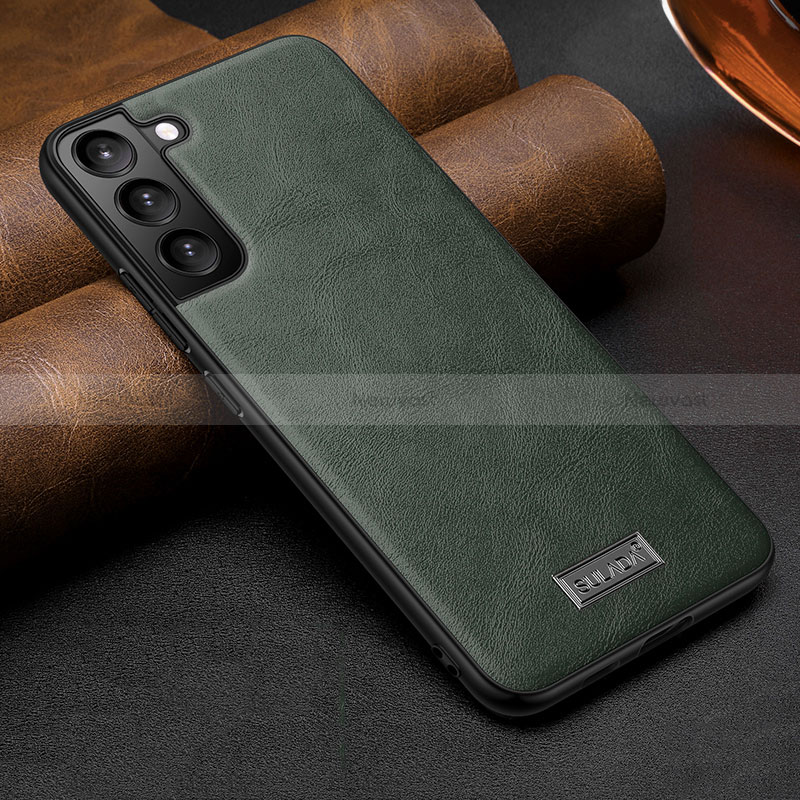 Soft Luxury Leather Snap On Case Cover S07 for Samsung Galaxy S22 Plus 5G Green