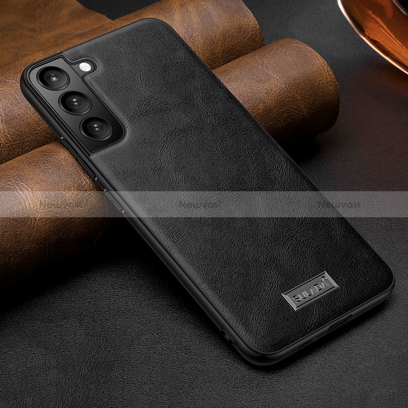 Soft Luxury Leather Snap On Case Cover S07 for Samsung Galaxy S24 5G Black