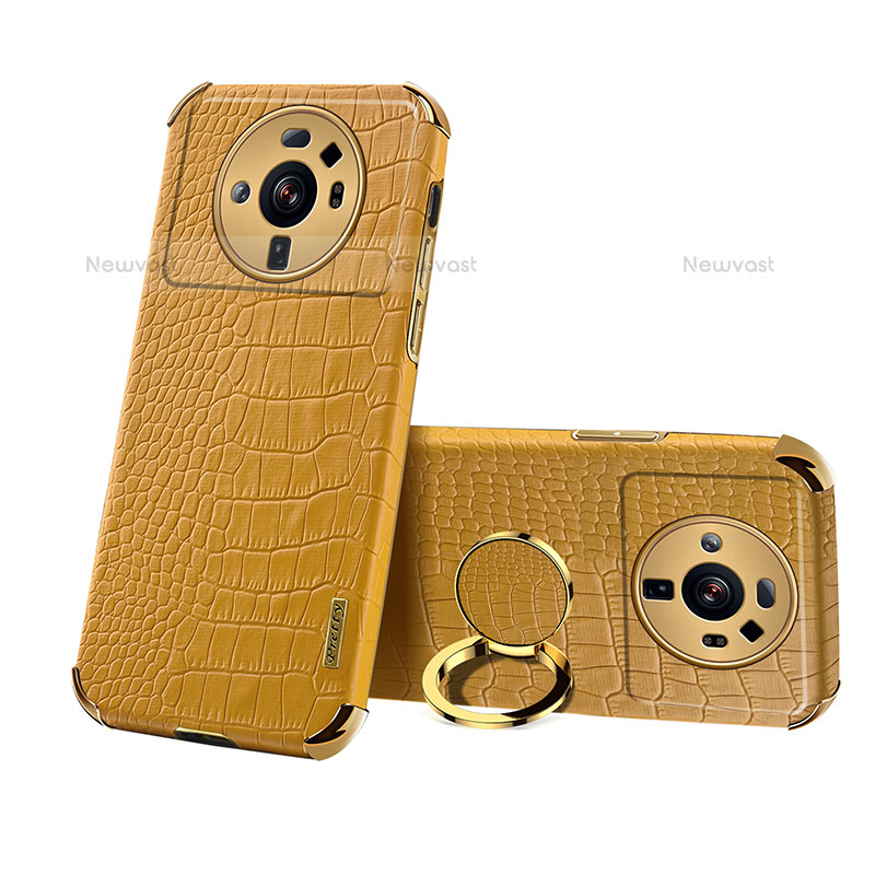 Soft Luxury Leather Snap On Case Cover S07 for Xiaomi Mi 12S Ultra 5G Yellow