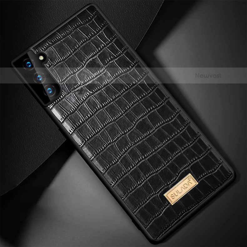 Soft Luxury Leather Snap On Case Cover S08 for Samsung Galaxy S21 FE 5G Black