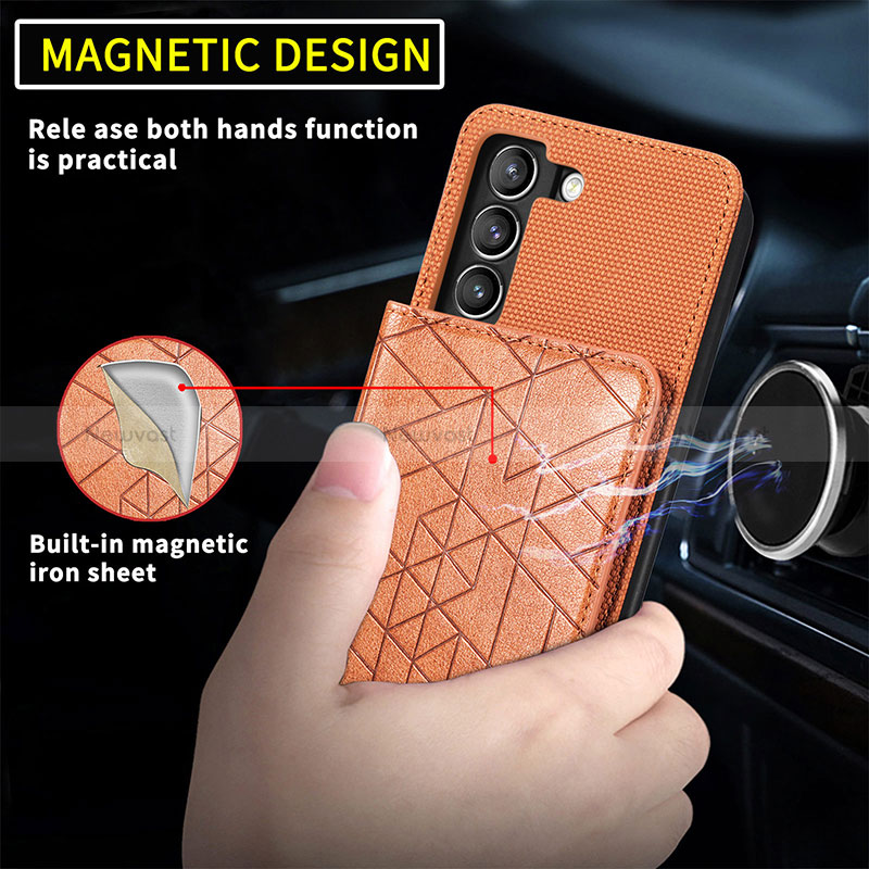 Soft Luxury Leather Snap On Case Cover S08D for Samsung Galaxy S22 Plus 5G