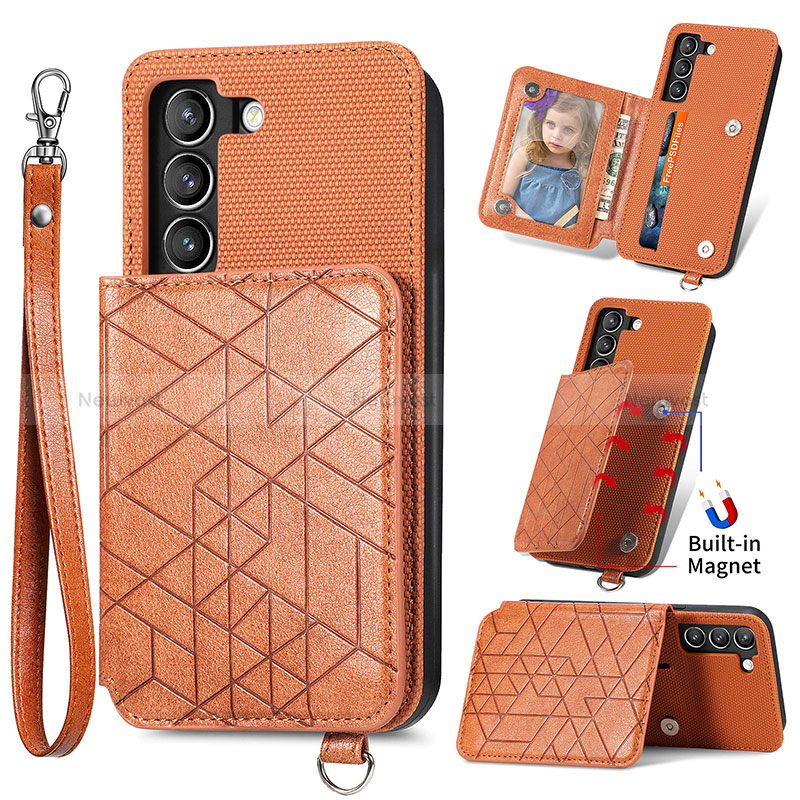 Soft Luxury Leather Snap On Case Cover S08D for Samsung Galaxy S22 Plus 5G