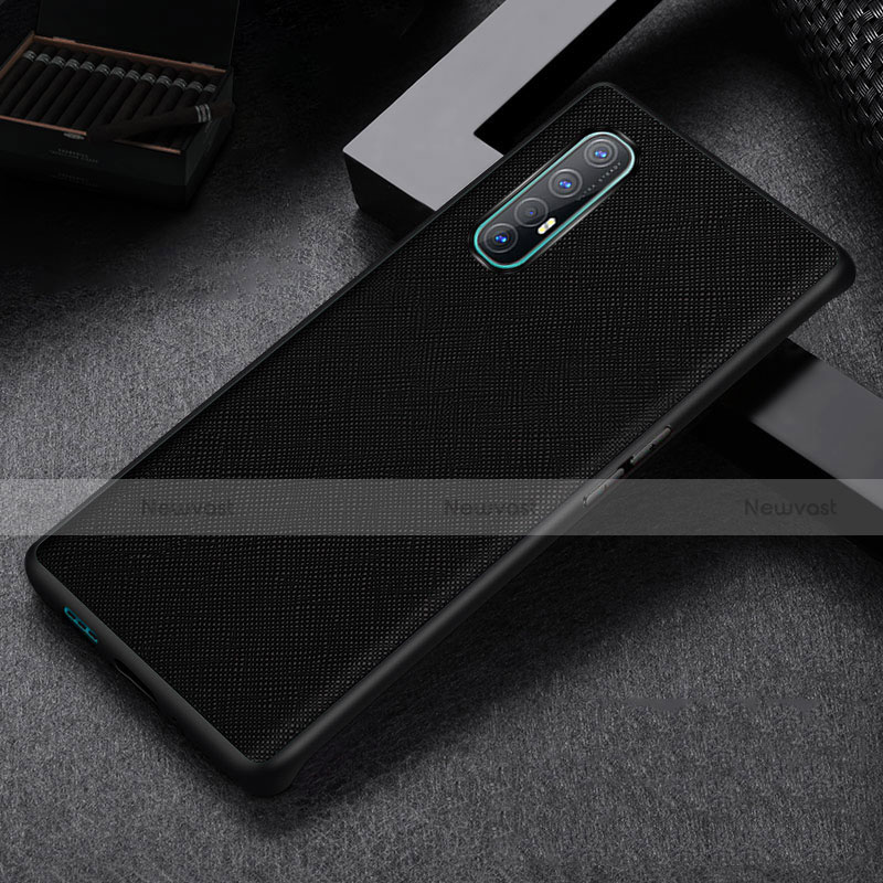 Soft Luxury Leather Snap On Case Cover S09 for Oppo Reno3 Pro Black