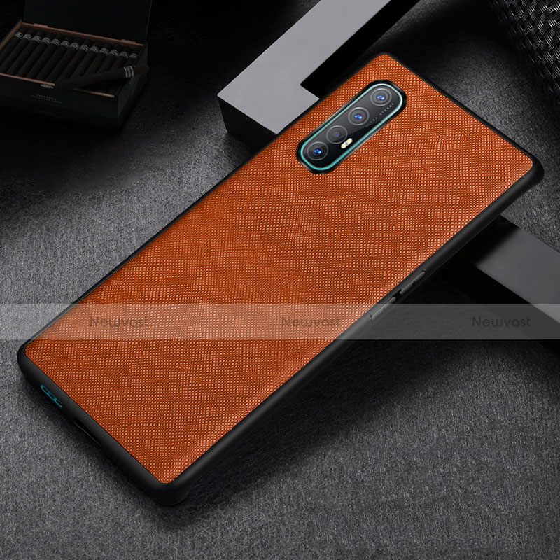 Soft Luxury Leather Snap On Case Cover S09 for Oppo Reno3 Pro Orange