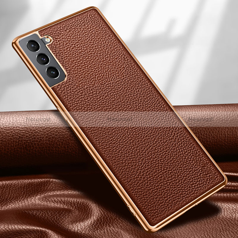 Soft Luxury Leather Snap On Case Cover S09 for Samsung Galaxy S24 Plus 5G Brown