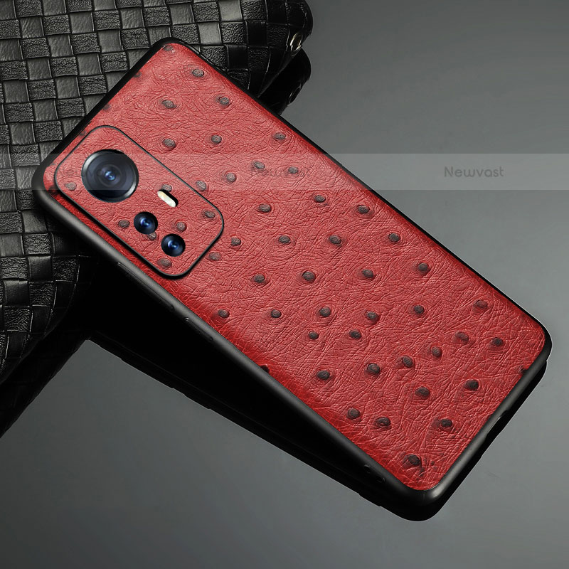 Soft Luxury Leather Snap On Case Cover S09 for Xiaomi Mi 12S 5G Red