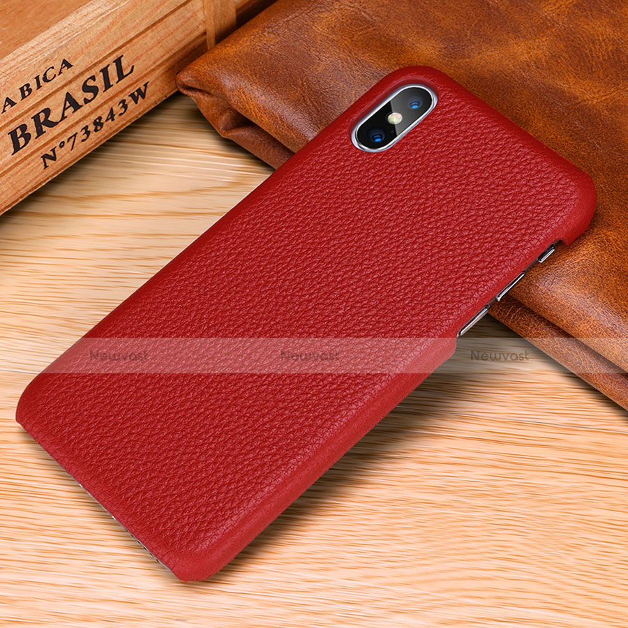 Soft Luxury Leather Snap On Case Cover S10 for Apple iPhone X Red