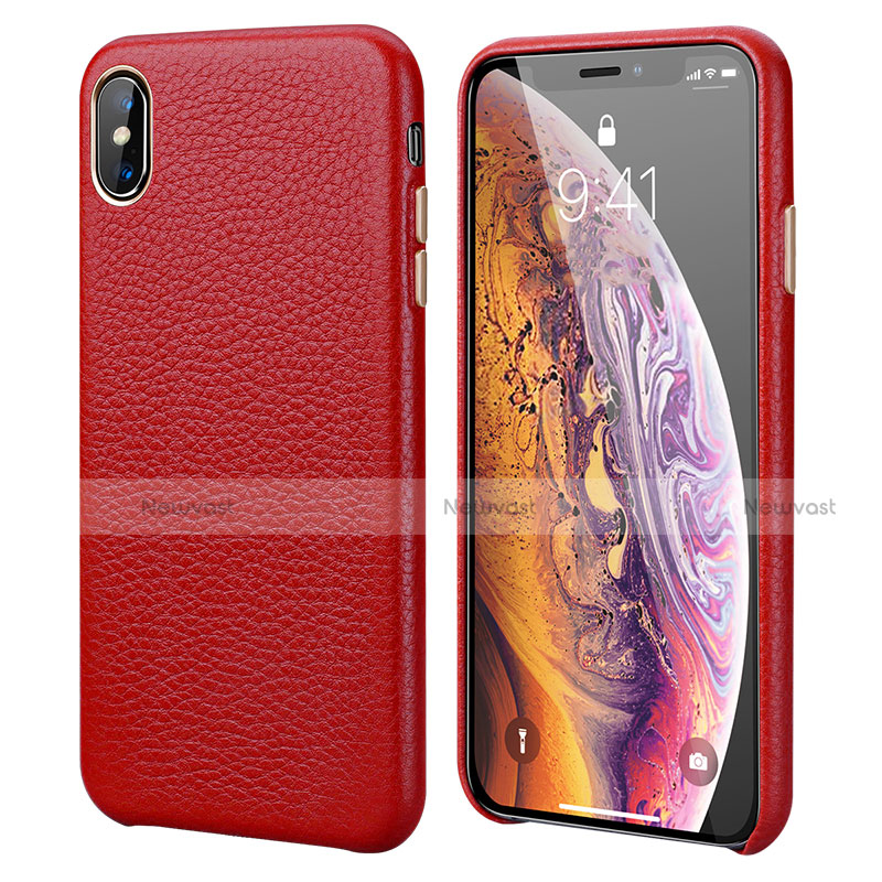 Soft Luxury Leather Snap On Case Cover S14 for Apple iPhone Xs Max Red