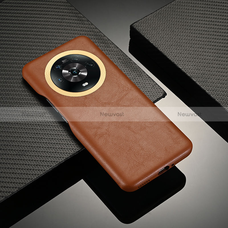 Soft Luxury Leather Snap On Case Cover ST1 for Huawei Honor Magic4 5G Brown