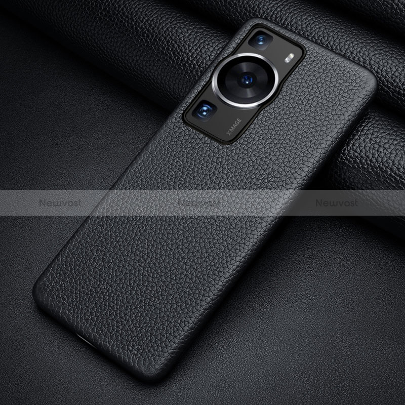 Soft Luxury Leather Snap On Case Cover ST2 for Huawei P60 Black