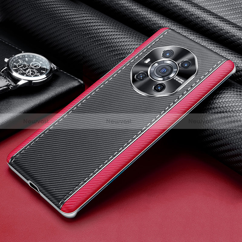 Soft Luxury Leather Snap On Case Cover ST3 for Huawei Honor Magic3 5G Red