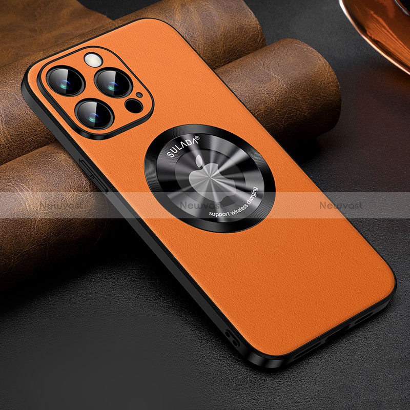 Soft Luxury Leather Snap On Case Cover with Mag-Safe Magnetic LD2 for Apple iPhone 14 Pro