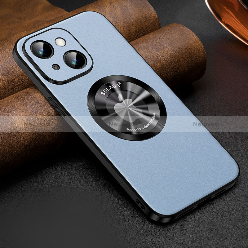 Soft Luxury Leather Snap On Case Cover with Mag-Safe Magnetic LD2 for Apple iPhone 15 Plus