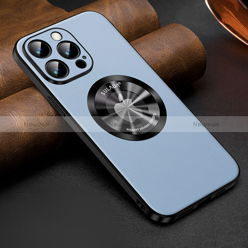 Soft Luxury Leather Snap On Case Cover with Mag-Safe Magnetic LD2 for Apple iPhone 15 Pro Max