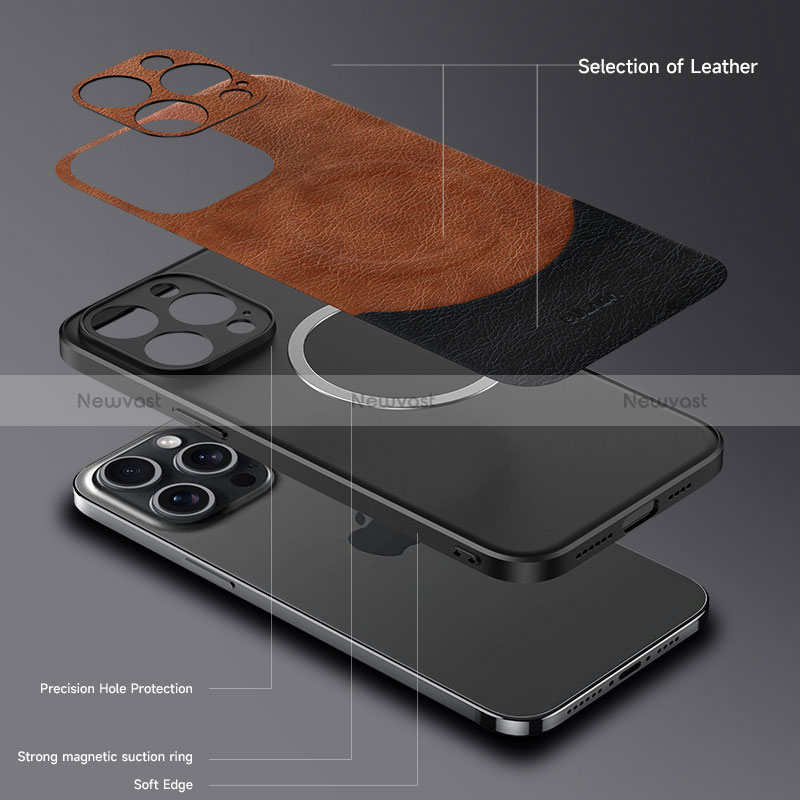 Soft Luxury Leather Snap On Case Cover with Mag-Safe Magnetic LD4 for Apple iPhone 15 Pro