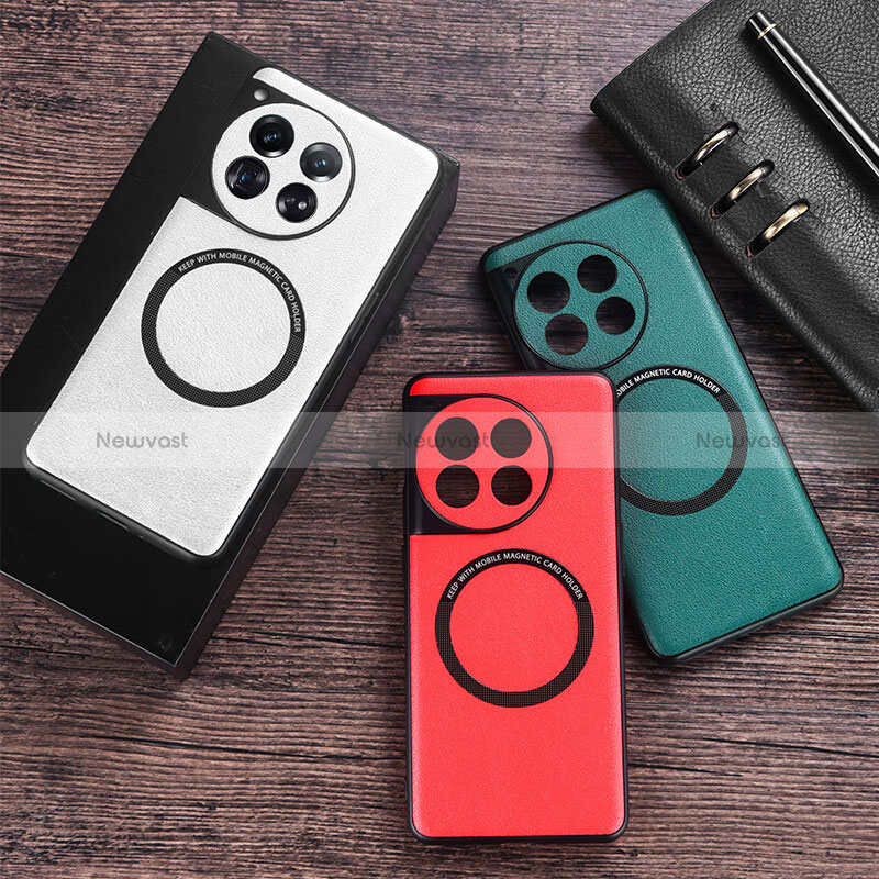 Soft Luxury Leather Snap On Case Cover with Mag-Safe Magnetic P01 for OnePlus 12R 5G