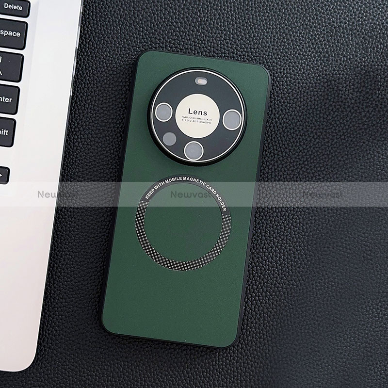 Soft Luxury Leather Snap On Case Cover with Mag-Safe Magnetic S01 for Huawei Mate 60 Green