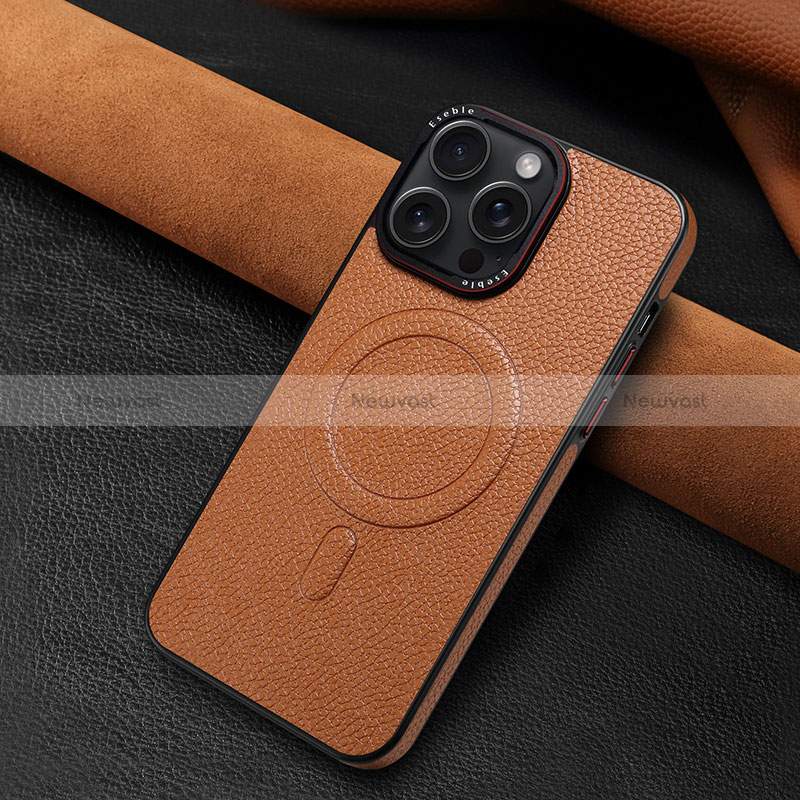 Soft Luxury Leather Snap On Case Cover WZ1 for Apple iPhone 14 Pro Max Brown