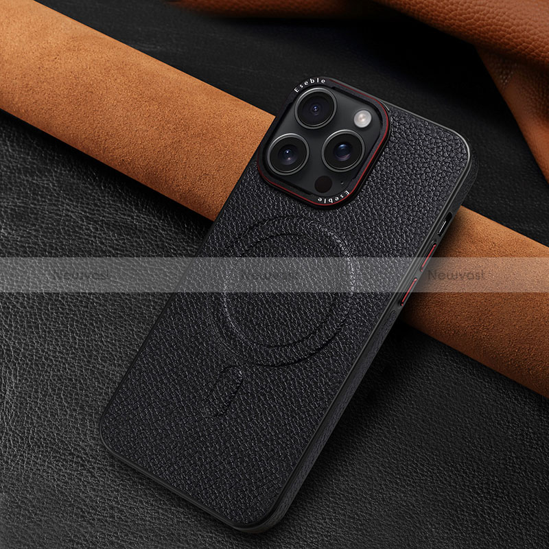 Soft Luxury Leather Snap On Case Cover WZ1 for Apple iPhone 15 Pro Black