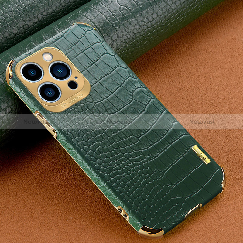 Soft Luxury Leather Snap On Case Cover XD1 for Apple iPhone 15 Pro Max Green