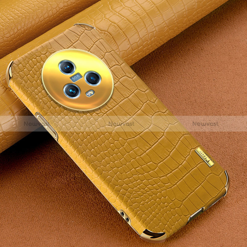 Soft Luxury Leather Snap On Case Cover XD1 for Huawei Honor Magic5 5G Yellow