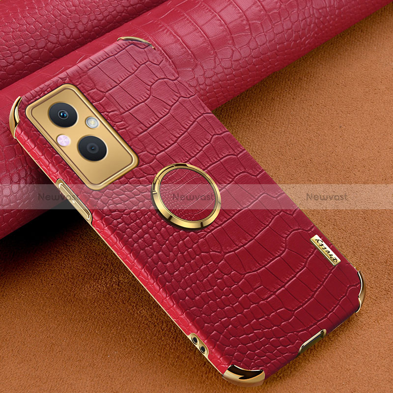 Soft Luxury Leather Snap On Case Cover XD1 for Oppo Reno7 Lite 5G Red