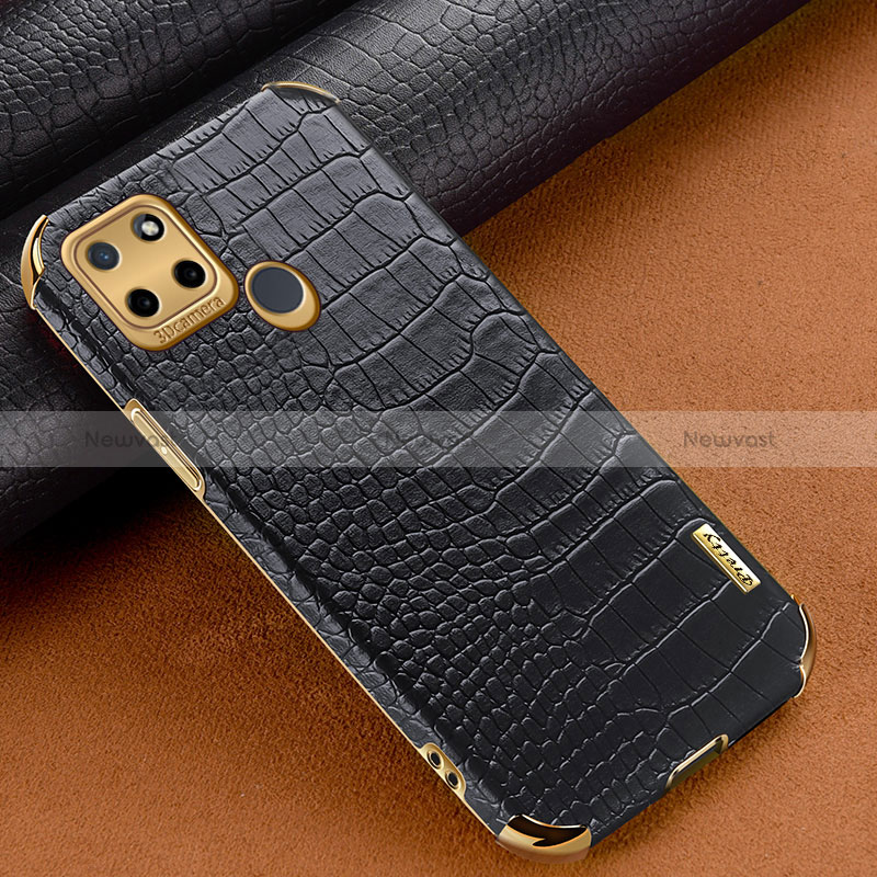 Soft Luxury Leather Snap On Case Cover XD1 for Realme C21Y Black