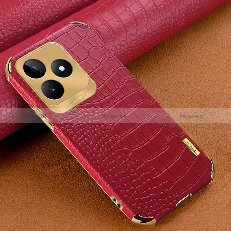 Soft Luxury Leather Snap On Case Cover XD1 for Realme C51 Red