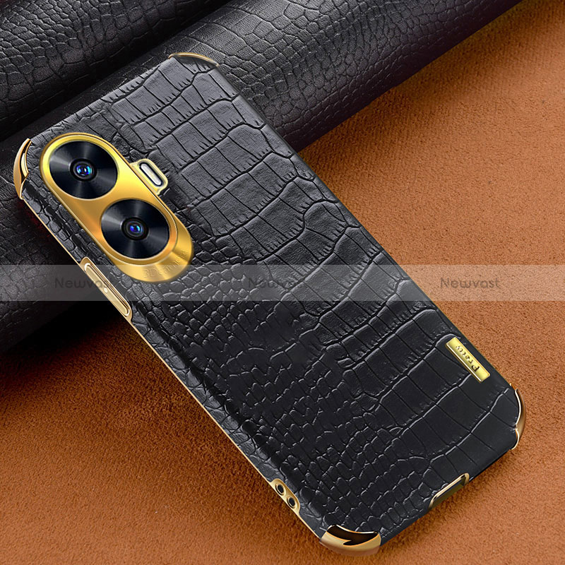 Soft Luxury Leather Snap On Case Cover XD1 for Realme C55 Black