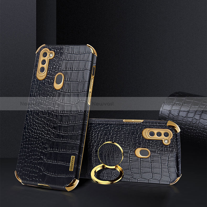 Soft Luxury Leather Snap On Case Cover XD1 for Samsung Galaxy A11 Black