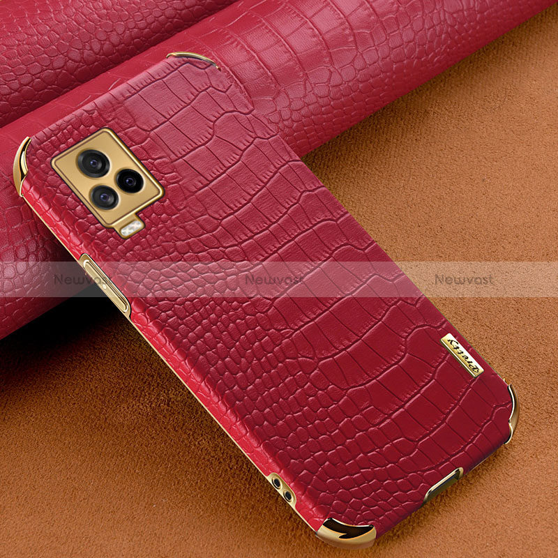 Soft Luxury Leather Snap On Case Cover XD1 for Vivo iQOO 7 5G Red