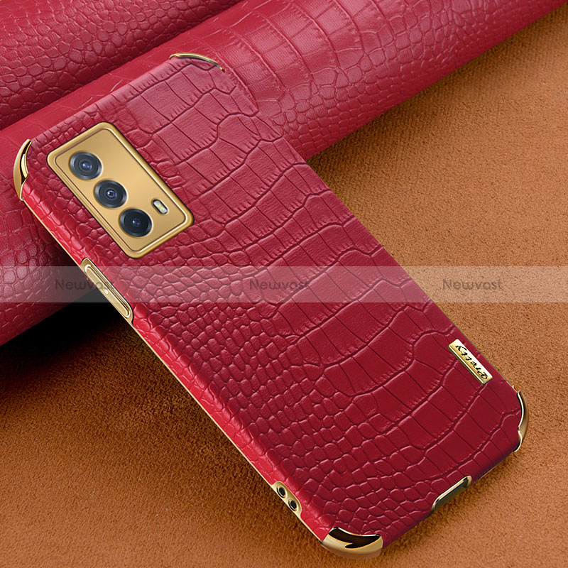 Soft Luxury Leather Snap On Case Cover XD1 for Vivo iQOO Z5 5G Red