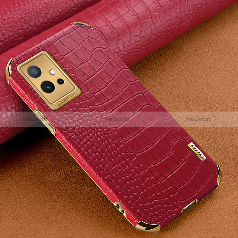 Soft Luxury Leather Snap On Case Cover XD1 for Vivo iQOO Z6 5G Red