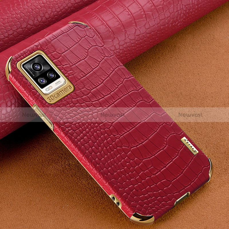 Soft Luxury Leather Snap On Case Cover XD1 for Vivo V20 (2021) Red